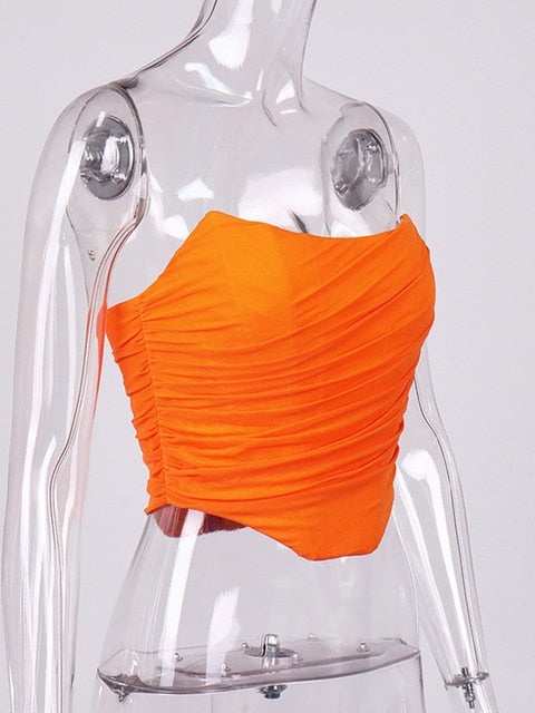 Sleeveless Fashion Strapless Bustier Corset Crop Tops Backless White Tops
