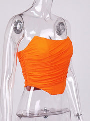 Sleeveless Fashion Strapless Bustier Corset Crop Tops Backless White Tops