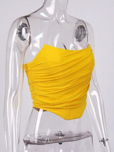 Sleeveless Fashion Strapless Bustier Corset Crop Tops Backless White Tops