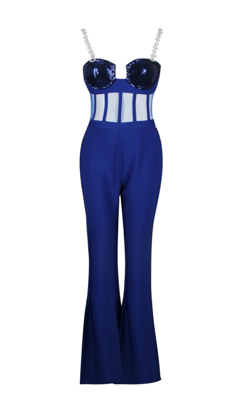 DEEP BLUE CHAIN STRAP JUMPSUIT