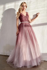 Deep V-neck Shiny Tulle Cocktail Dresses