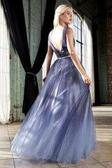 Deep V-neck Shiny Tulle Cocktail Dresses