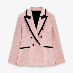 Pink Stitching Slim All-match Blazer