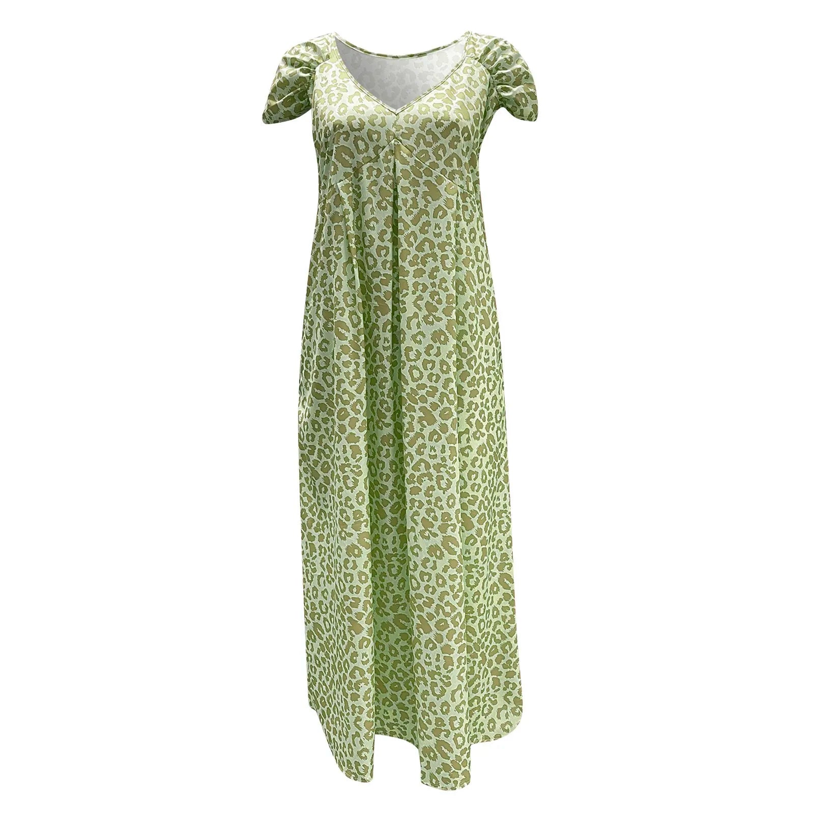 Boho Floral V Neck Short Sleeve Flowy Swing A Line Long WomenBoho Dress