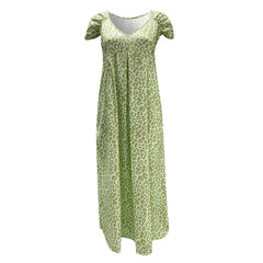 Boho Floral V Neck Short Sleeve Flowy Swing A Line Long WomenBoho Dress