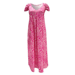 Boho Floral V Neck Short Sleeve Flowy Swing A Line Long WomenBoho Dress