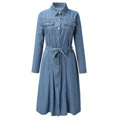 On Offer Liquidation Fashion Summer Sleeve Slim Denim Retro American Casual Ropa De Mujer Midi Dress