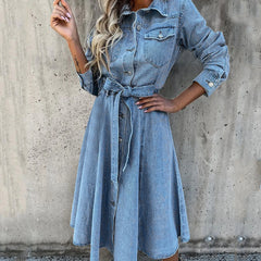 On Offer Liquidation Fashion Summer Sleeve Slim Denim Retro American Casual Ropa De Mujer Midi Dress