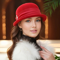 French Style Wool Bucket Heart Buckle Sun Hat