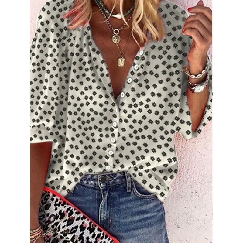 Elegant Loose Abstraction Print Shirt