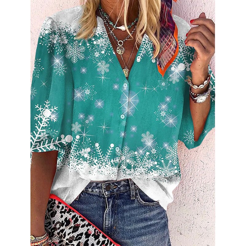 Elegant Loose Abstraction Print Shirt