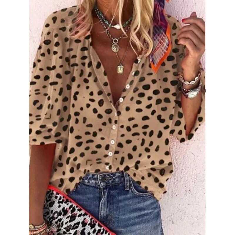 Elegant Loose Abstraction Print Shirt