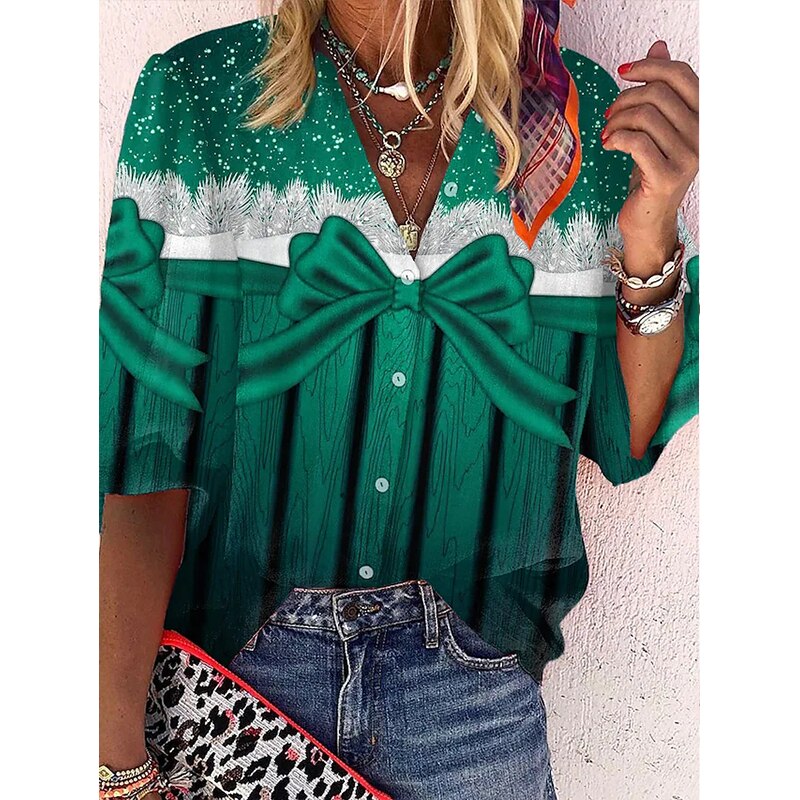 Elegant Loose Abstraction Print Shirt