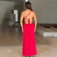Red Off Shoulder Bodycon Maxi Summer Club Slit Christmas Party Dress