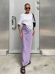 Satin Black Trumpet Fashion Office Long Skirt