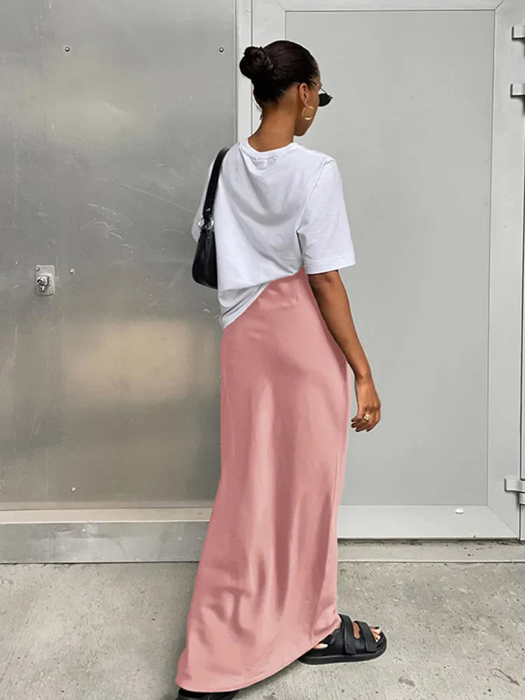 Satin Black Trumpet Fashion Office Long Skirt