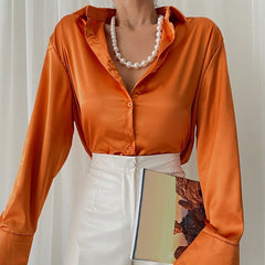 Elegant Satin Long Sleeve Blouses