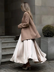Satin Loose Classic Long Fashion Female Black Skirt