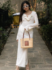 White Flower V-neck Ruffles Split Slim Female Maxi Dress