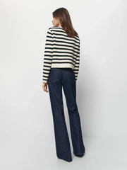 Ethereal Buckle Casual Knit Stripe Cardigan