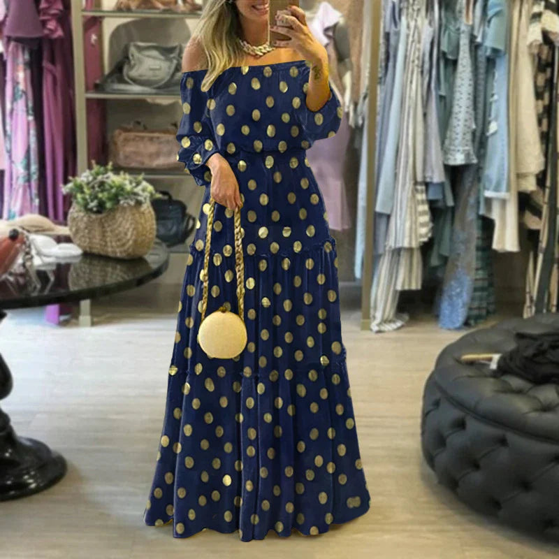 Ethnic Printed Slash Neck Pleated Boho Dress