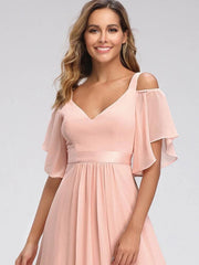 Ever Pretty LongCold Shoulder Chiffon Prom Dresses