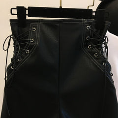 winter fashion casual cute shorts outerwear pu leather