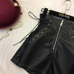 winter fashion casual cute shorts outerwear pu leather