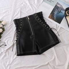 winter fashion casual cute shorts outerwear pu leather