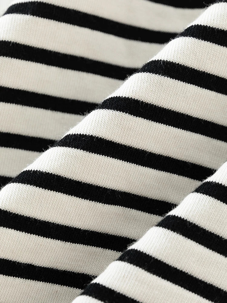 Polo Neck Color Stripe Casual Summer Short Sleeve T-shirt