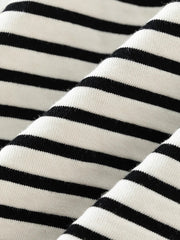 Polo Neck Color Stripe Casual Summer Short Sleeve T-shirt