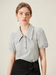 Polo Neck Color Stripe Casual Summer Short Sleeve T-shirt