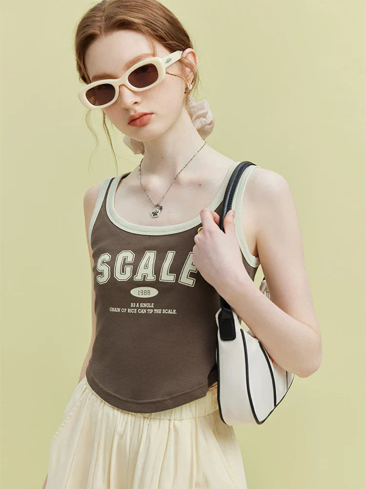 American Retro Knitted Vest Color Slim Tank Top