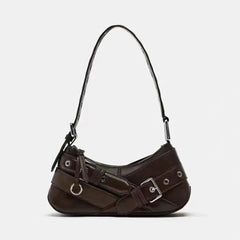 Goth Y2K Black Punk Rivet Chain School PU Leather Skeleton Fashion Backpack Bag