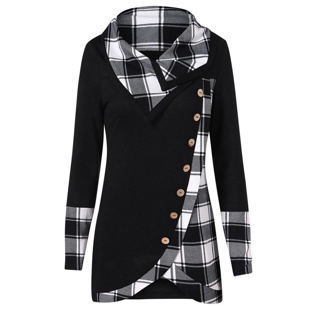 Plaid Colorblock Button Asymmetric Layered Dress