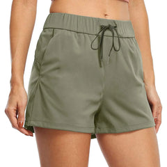 Cotton Linen Sports WomenLace Up Yoga Fitness Summer Breathable Athletic Shorts