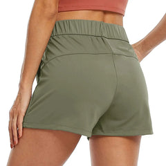 Cotton Linen Sports WomenLace Up Yoga Fitness Summer Breathable Athletic Shorts
