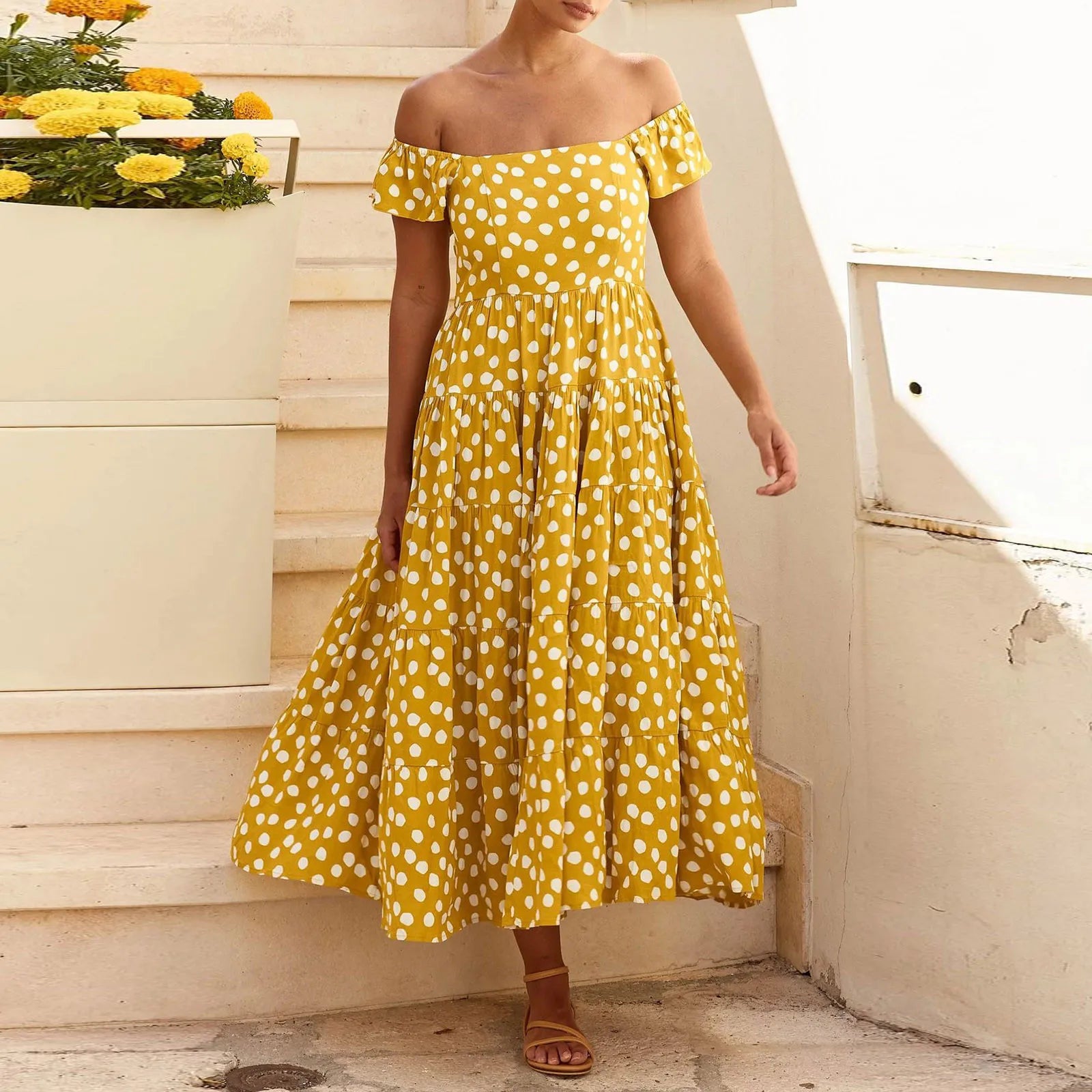 Vintage Backless Wide Ruffles Straps Female Fashion Casual Sleeveless Plaid Vacation Beach Sun Dress