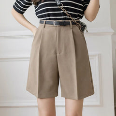 High Street Fashionable Color High Waist Zipper Office Lady Summer Bottoms Shorts Shorts