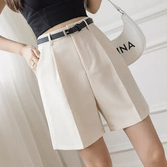 High Street Fashionable Color High Waist Zipper Office Lady Summer Bottoms Shorts Shorts