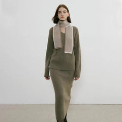 Neckerchief Retro Style Block Color Warm Scarf