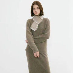 Neckerchief Retro Style Block Color Warm Scarf