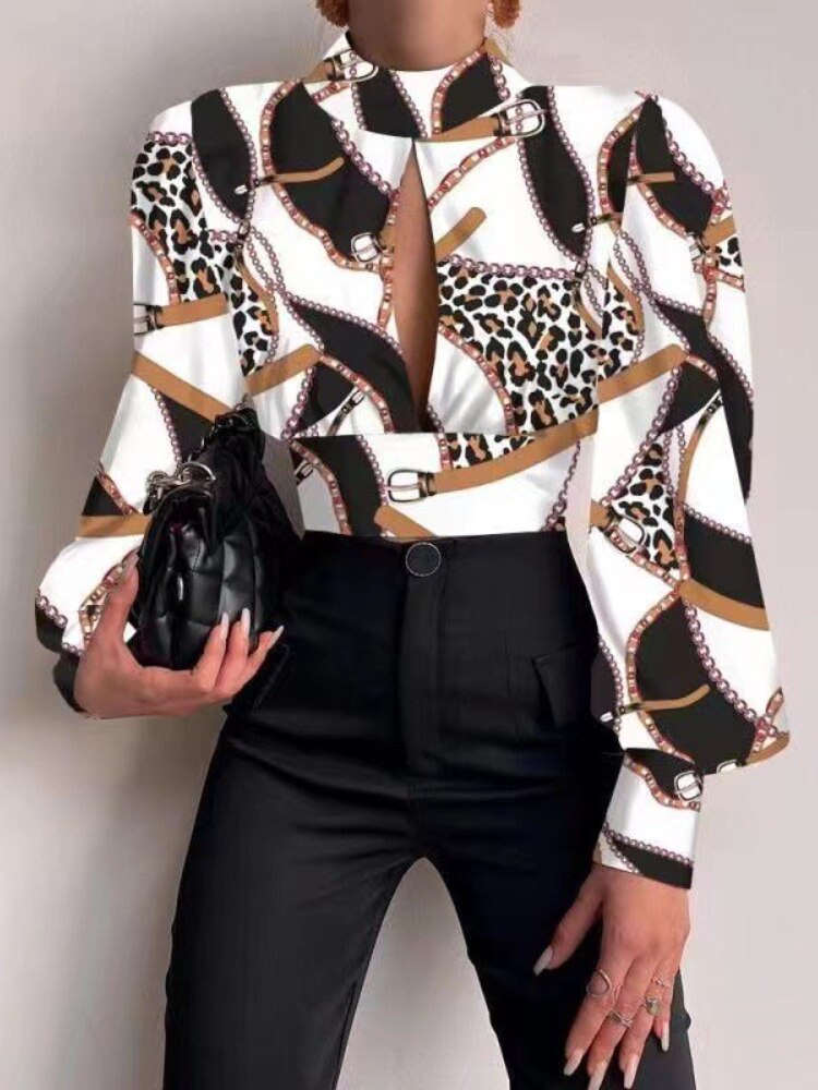 Office LadySlim Stand Collar Long Sleeve Blouse