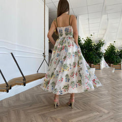 Floral Lace A Line Prom Dresses