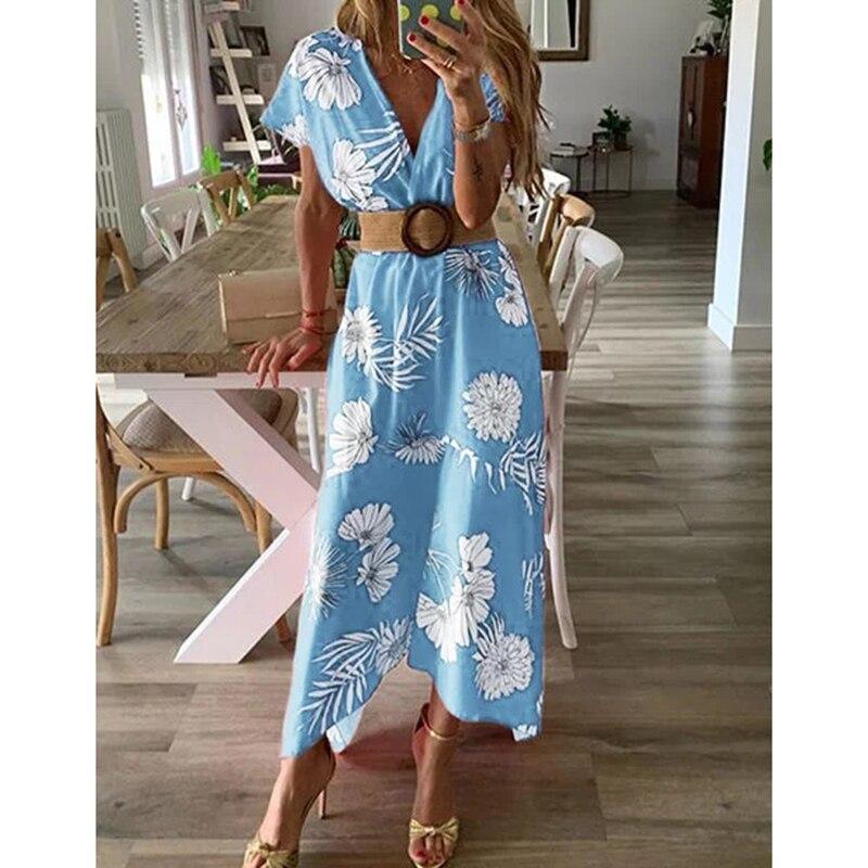 Floral print bohemian summer dress