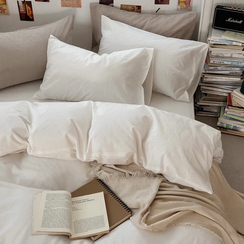 Fresh White Cotton Duvet Cover Set