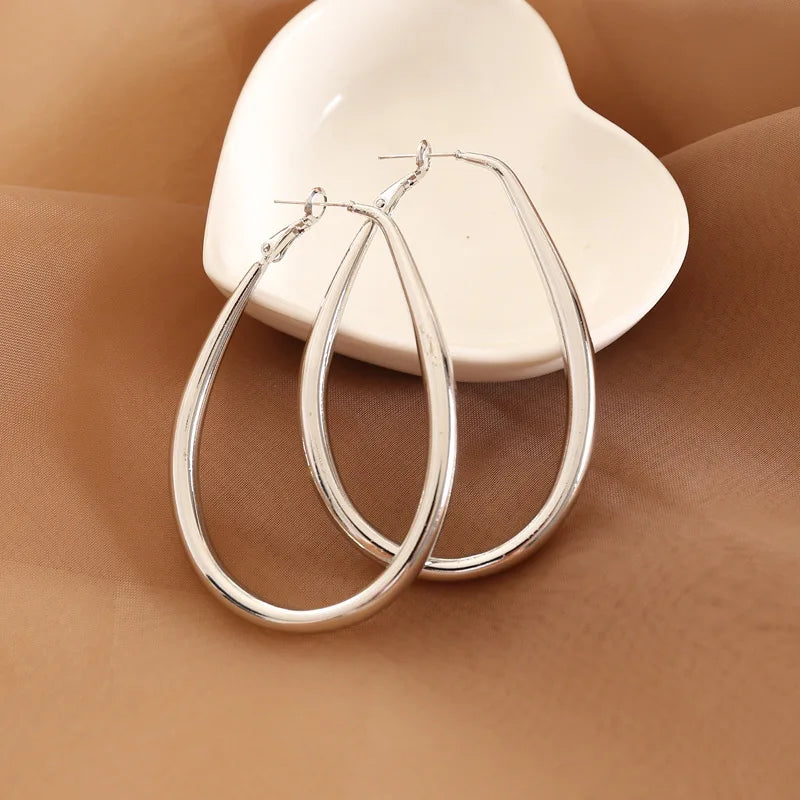Geometric Metal Jewelry Gift Irregular Circle Oval Femme Cold Earring