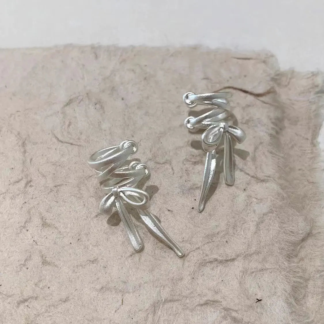 Girls Ribbon Aesthetics Ear Clips Ballet Style Ribbon Bow-knot Fashion Earring