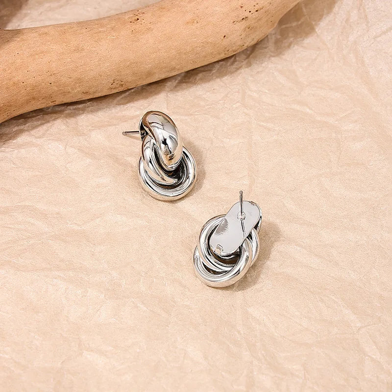 Gold Silver Knot Shiny Plating Trendy Cute Daily Wear Jewelry Earring