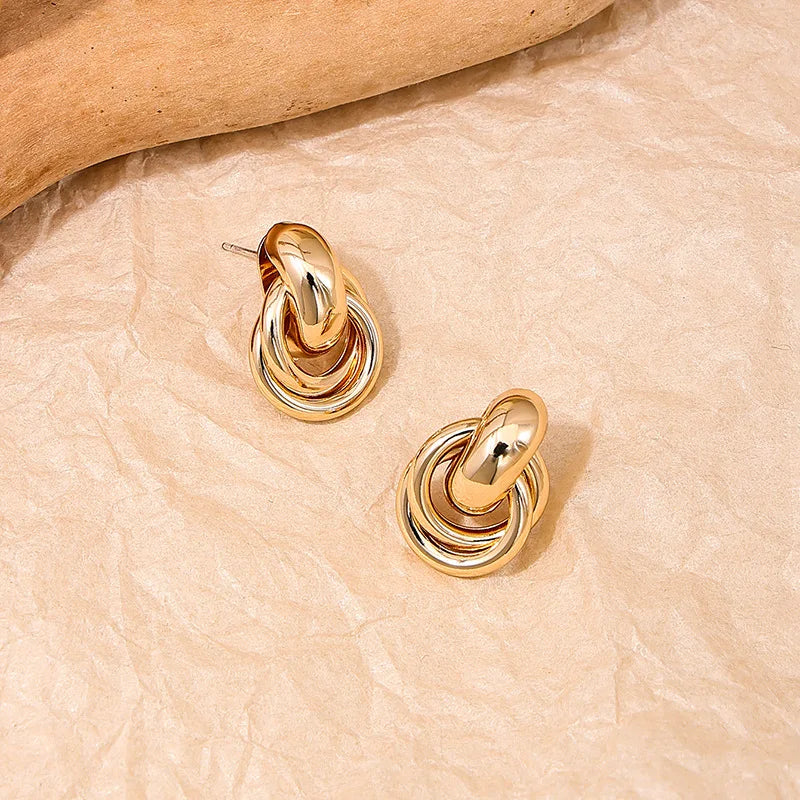 Gold Silver Knot Shiny Plating Trendy Cute Daily Wear Jewelry Earring